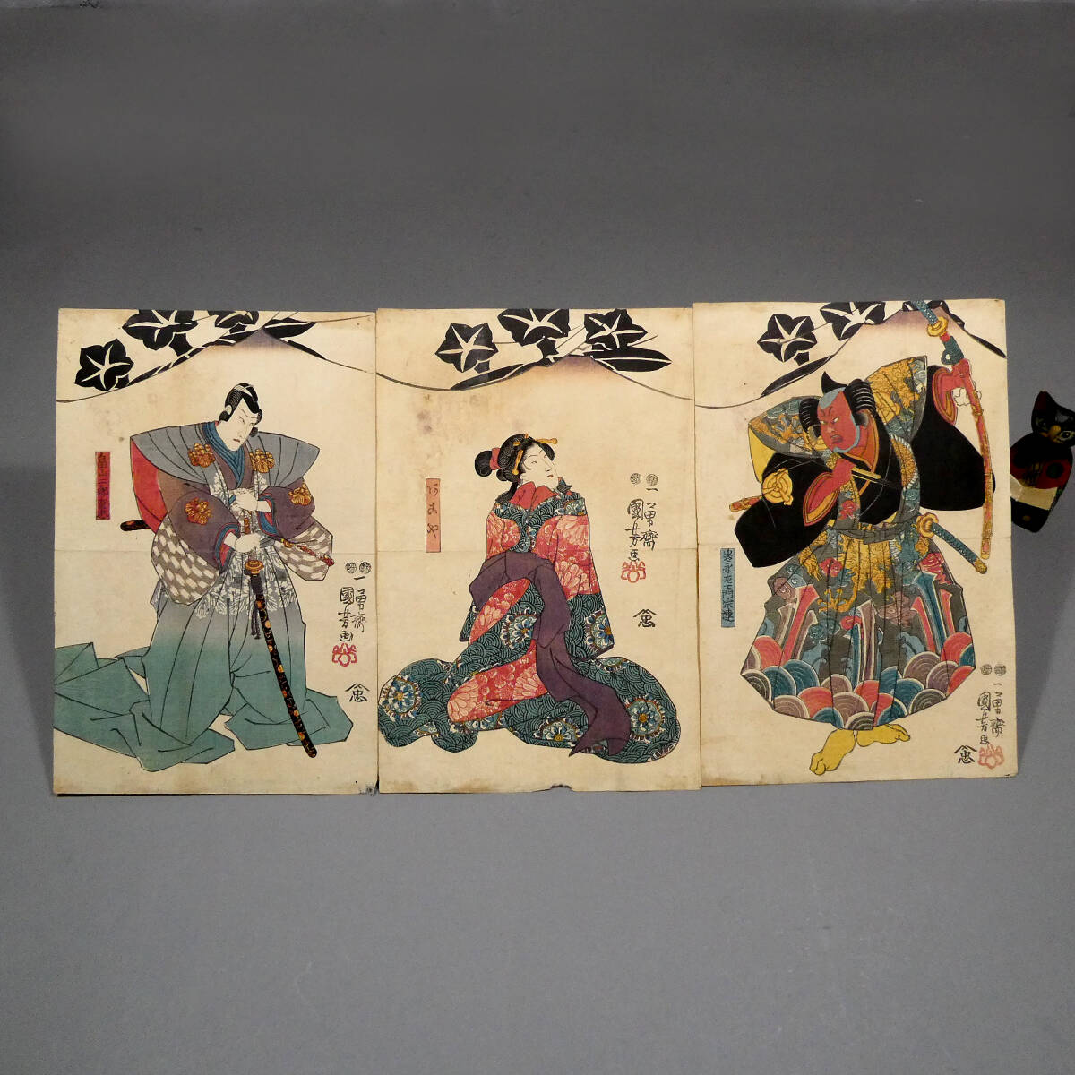 忍者 江戸期 本物浮世絵木版画 歌川国貞【假名手本忠臣藏 十段目】美人