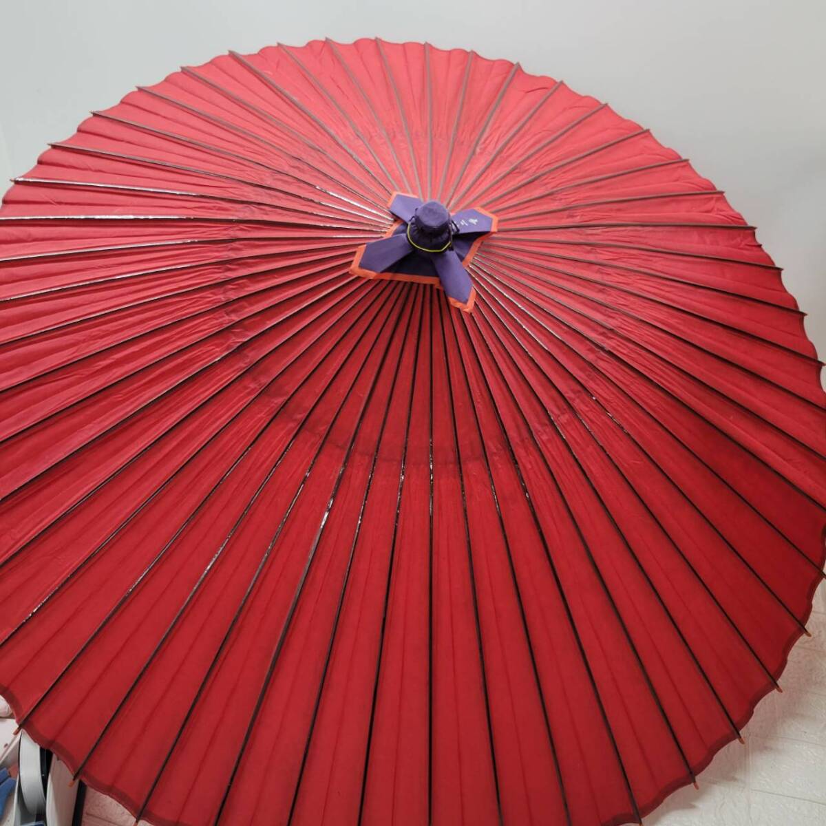 新品】番傘 赤 和傘 唐笠 和装小物 日本舞踊 竹 羽二重傘 伝統工芸品
