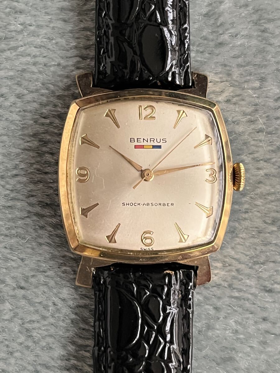 BENRUS 14K GOLD FILLED 手巻き時計 本体 メンズ腕時計 BENRUS SWISS shock resist ベンラス スイス スモセコ