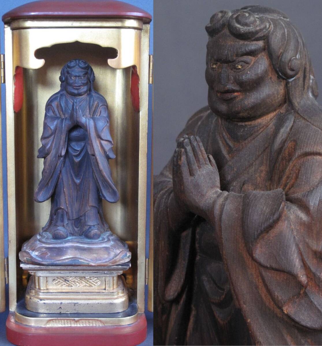 中古】江戸期 鬼子母神様 寺院所持品 仏像 お寺 木彫 江戸時代物 厨子