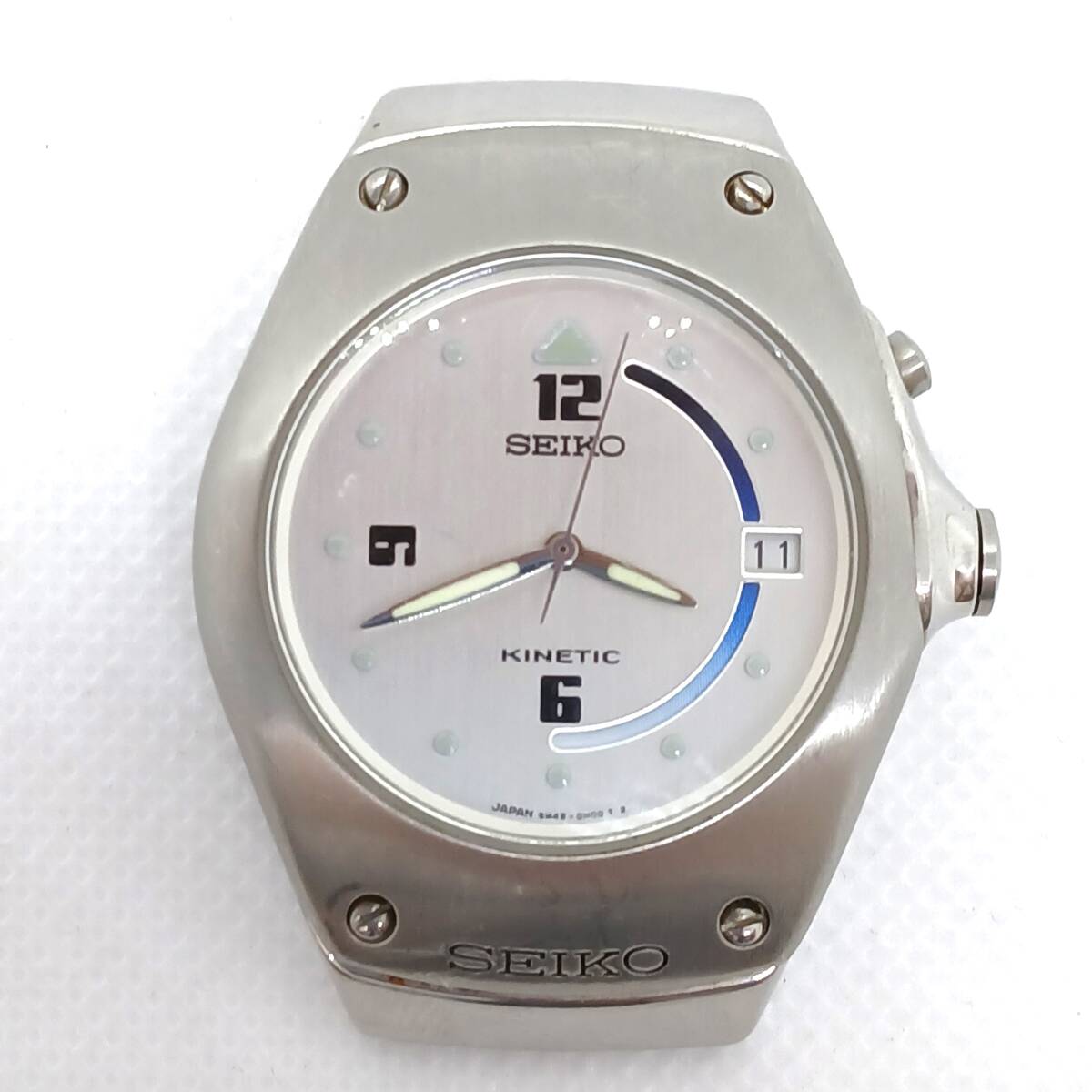 SEIKO KINETIC 5M84 0AB0 自動巻き時計 本体のみ 緑屋st□ SEIKO KINETIC 5M84-0AB0 自動巻 動作品 箱付 セイコー