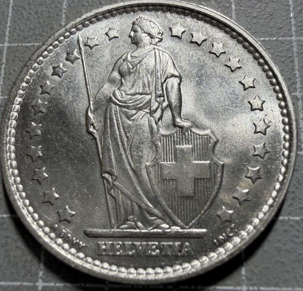 スイス 2Fr 2フラン 銀貨 1961年 1枚 1Fr 1フラン 銀貨 1964年 1枚 計2