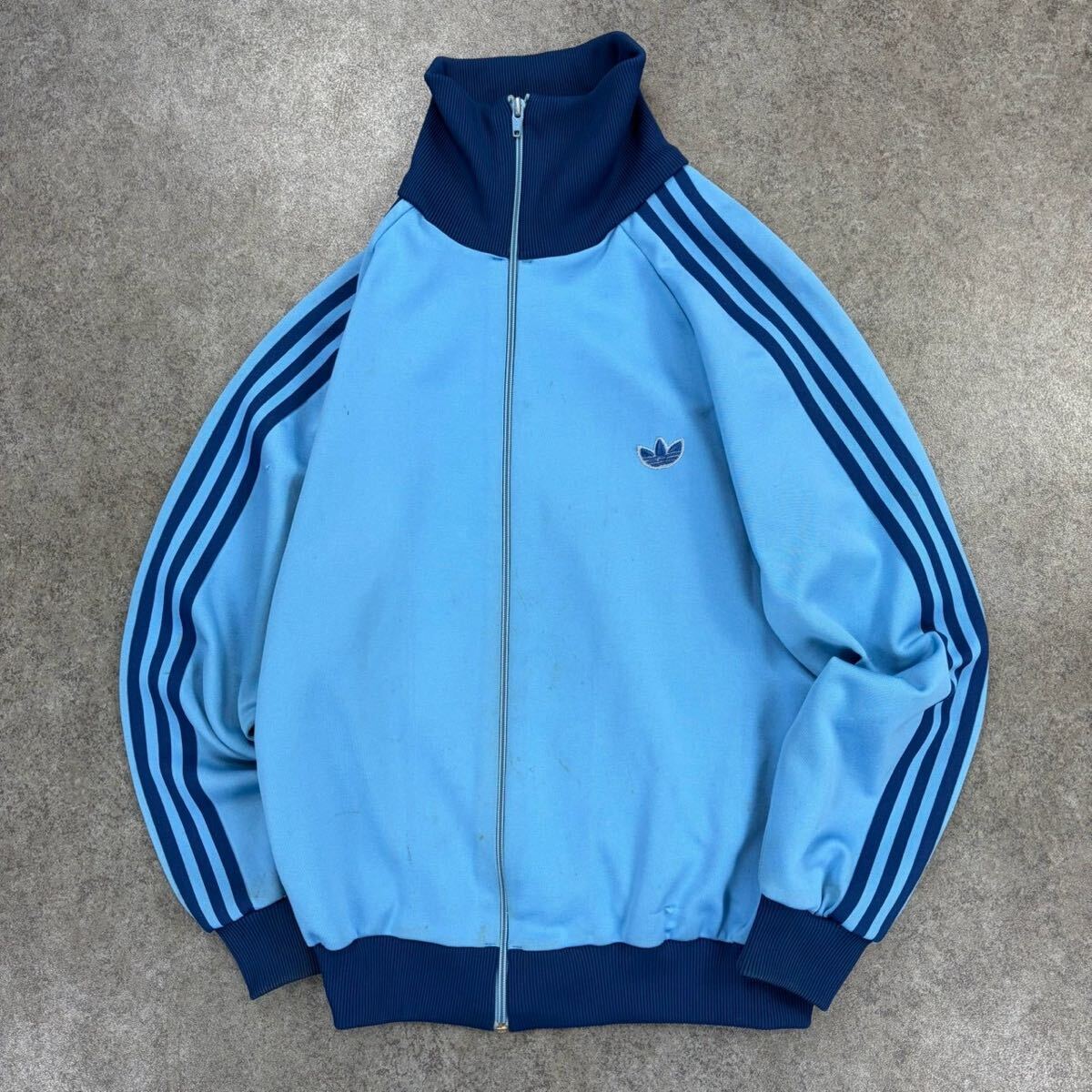 80s アディダス adidas ジャージ トレフォイル 薄茶×茶色 トラック