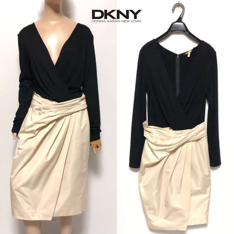 美品 Dkny 異素材切替 レーヨン ジャージー カシュクール ワンピース 黒 6 クリーニング済み ダナキャラン の落札情報詳細 ヤフオク落札価格情報 オークフリー スマートフォン版