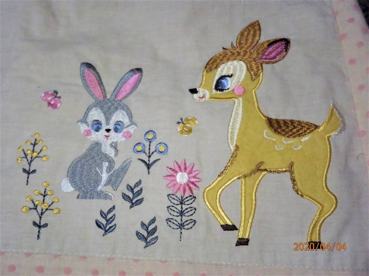 新品 未使用 子ども 大人 ディズニー Bambi バンビ 前掛け バンビ とんすけ 刺繍 カフェエプロン 腰巻 エプロン ベージュ ピンク 送料無料 の落札情報詳細 ヤフオク落札価格情報 オークフリー スマートフォン版