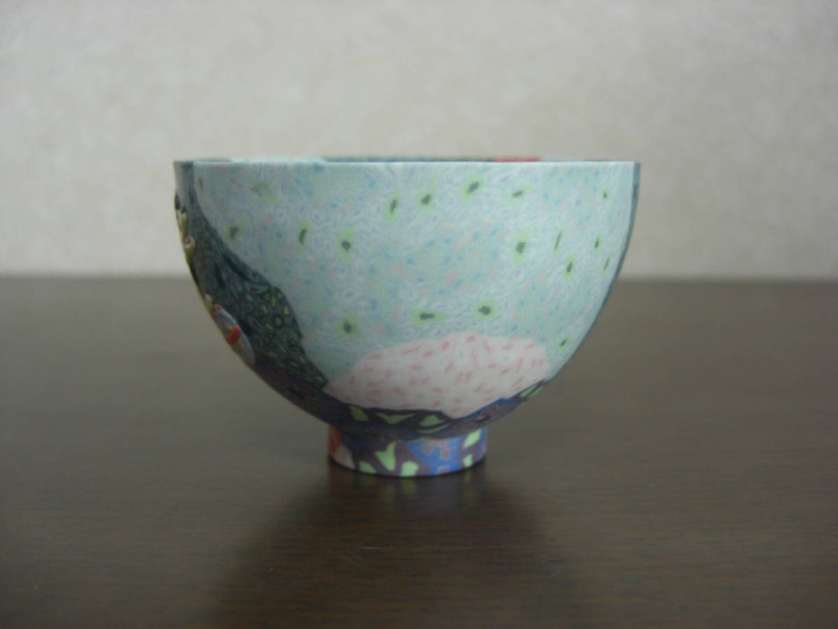 新品】☆小林佐和子 ぐい呑 唐獅子 練込 彩層 Sawako KOBAYASHI 酒器