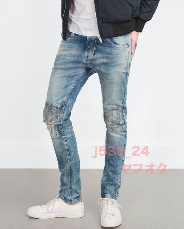 希少 Zara Man ストレッチ バイカー スキニー デニム 送料210円 38 30 メンズ ジーンズ ジーパン ライダース パンツ ダメージ クラッシュ の落札情報詳細 ヤフオク落札価格情報 オークフリー スマートフォン版