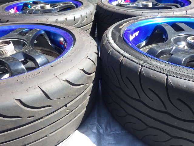 スーパーアドバン SA3R 青 15インチ 6.5j +42 ナンカンタイヤ165/55r15つき 4本セット ビートにつけていました 希少・フルセット！スーパーアドバンレーシング SA3R 6.5J-15 off+32