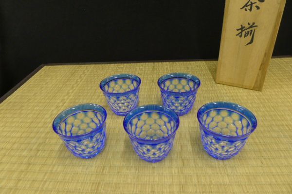 カメイガラス 色被切子 石目冷茶揃 KAMAY クリスタルガラス 江戸切子 5