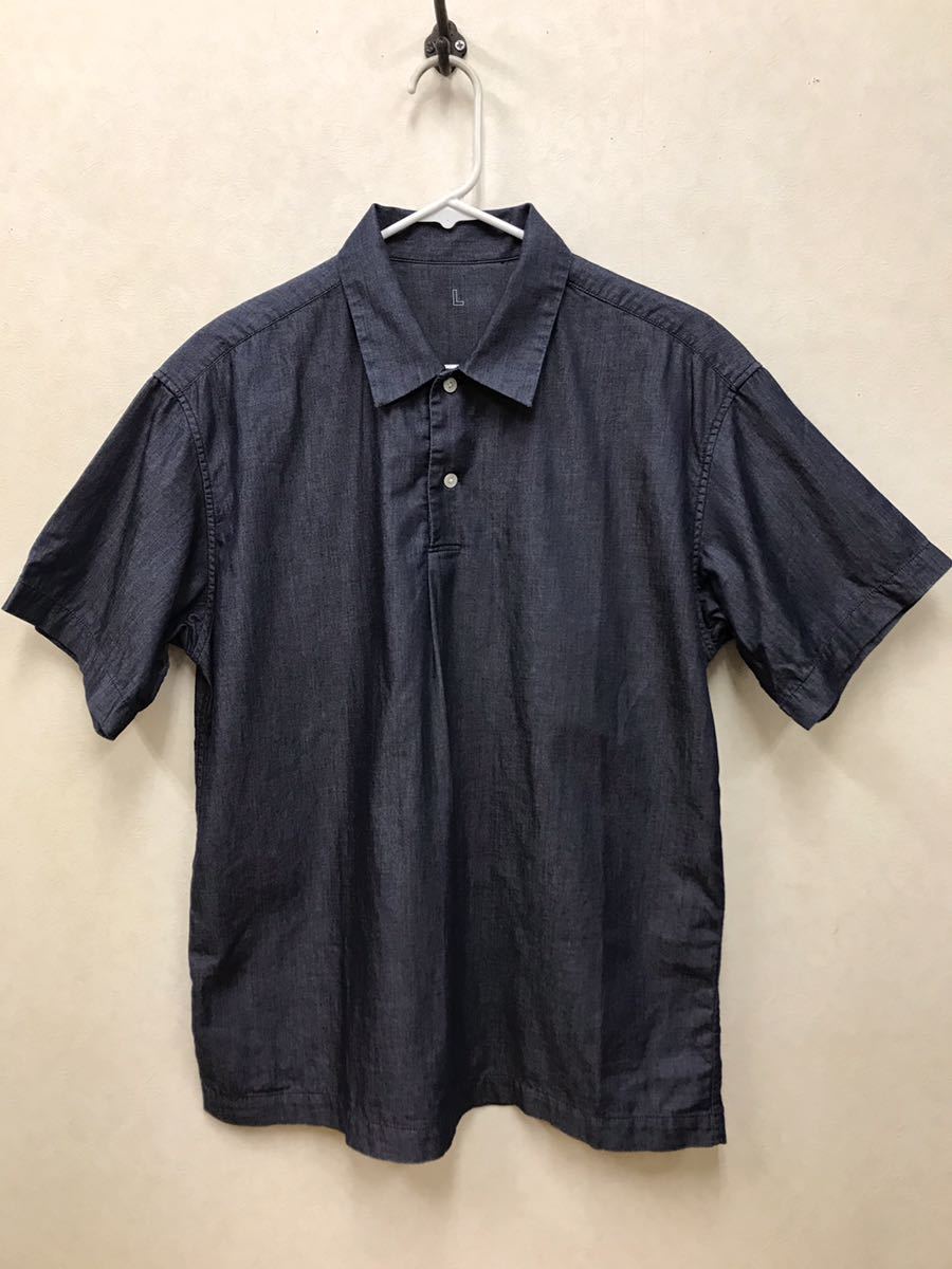 美品 無印良品 Muji Labo ムジ ラボ ダークネイビー プルオーバー 半袖デニムシャツ L の落札情報詳細 ヤフオク落札価格情報 オークフリー スマートフォン版
