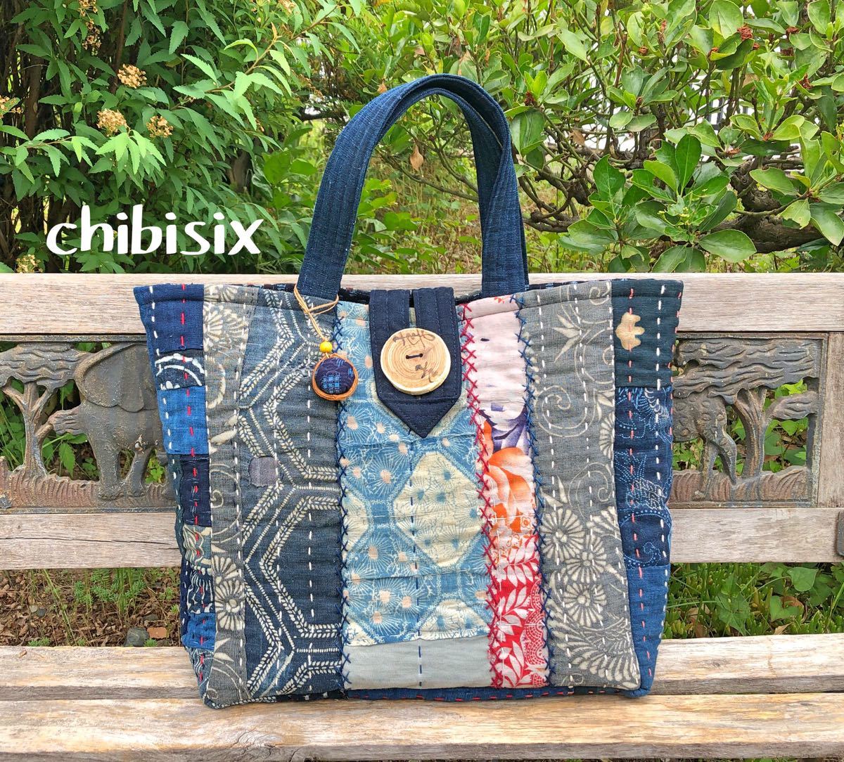 新品 Chibisix ハンドメイド 古布 バッグ 型染め 藍染 刺し子 襤褸 絣 リメイク 手作り の落札情報詳細 ヤフオク落札価格情報 オークフリー スマートフォン版