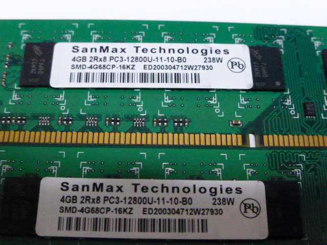 メモリ デスクトップ用 両面チップ 1 5v Sanmax Micronチップ Ddr3 1600 Pc3 12800u 4gbx4枚 合計16gb 起動確認済みです の落札情報詳細 ヤフオク落札価格情報 オークフリー スマートフォン版