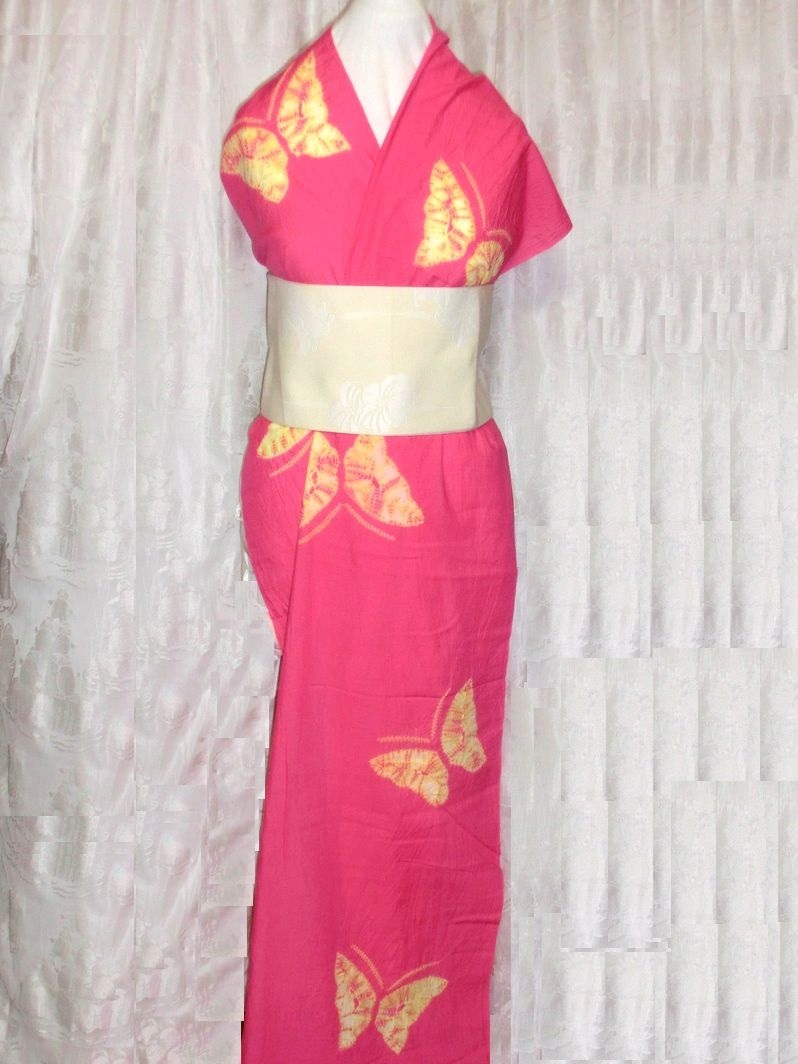 新品 有松絞り浴衣の反物12m可愛いピンクに黄色の蝶チョ 訳ありは何処か不明 大人の絞り浴衣やロンパース お子様甚平 子供服 何でも出来ます の落札情報詳細 ヤフオク落札価格情報 オークフリー スマートフォン版