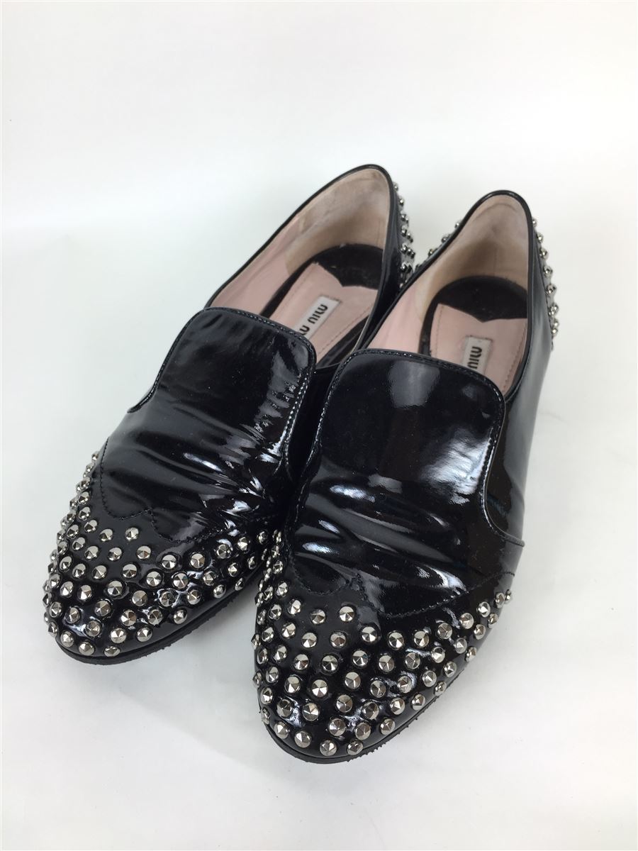 Miu Miu オペラシューズ フラット スタッズ 靴 ドレス 38 ブラック パテント エナメル ウィングチップ の落札情報詳細 ヤフオク落札価格情報 オークフリー スマートフォン版