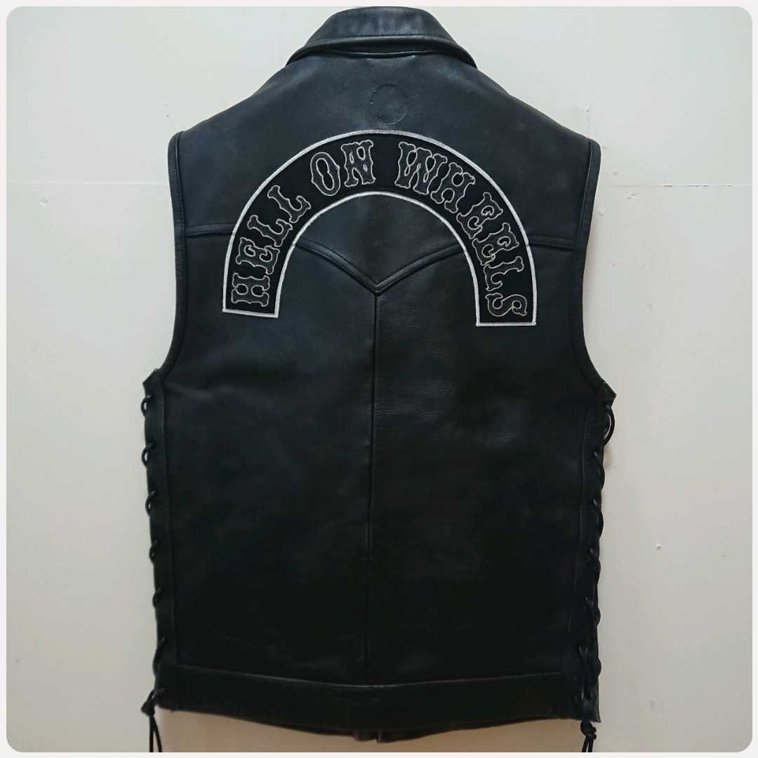 稀少美品】スカルフライト Riders Leather Club Zip Vest レザーベスト