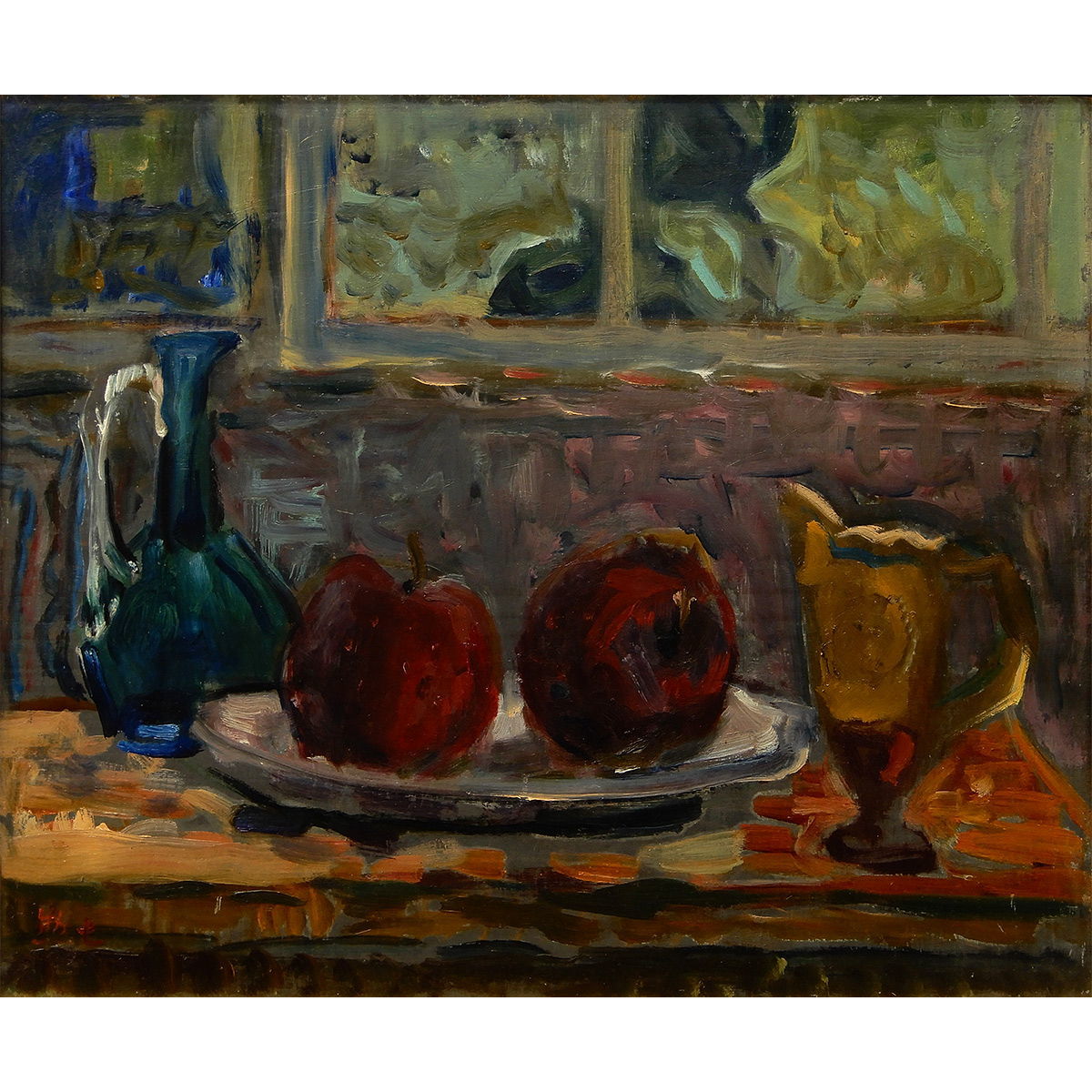 油絵果物と食器