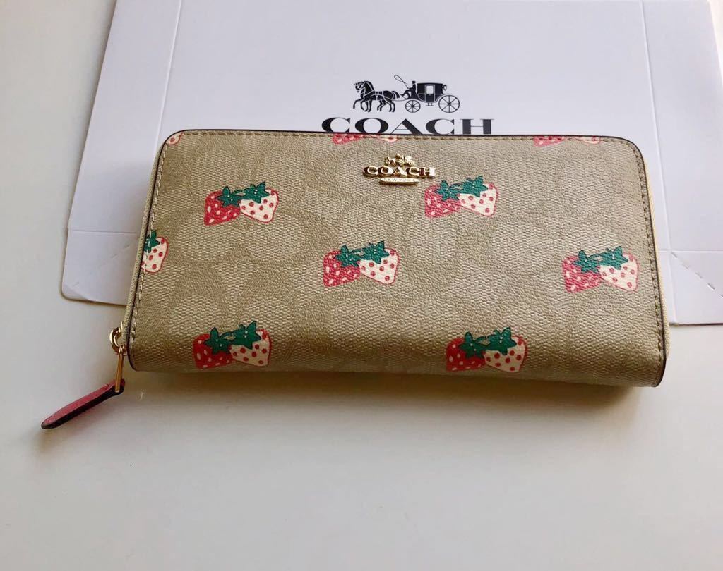 新品 コーチ 長財布 いちご柄coach 財布 ラウンドジップ長財布 の落札情報詳細 ヤフオク落札価格情報 オークフリー スマートフォン版