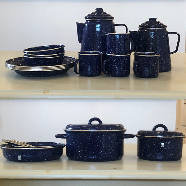 USED☆コールマン ホーロー食器セット クッキングセット キャンプギア
