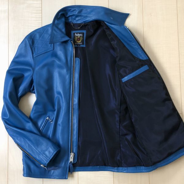 FORTIME レザージャケット シングルライダース 青 Lサイズ