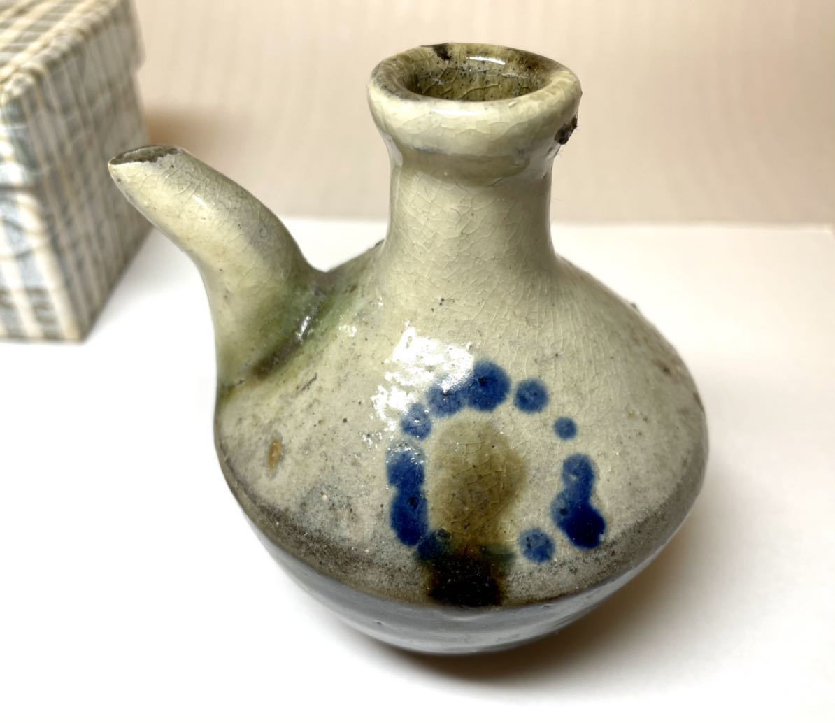 骨董品☆琉球陶器 沖縄 琉球焼 水滴 六古窯☆書道具 共箱 壺屋焼 書道