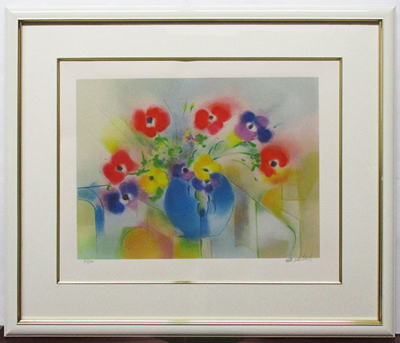 ダン・パルトゥシュ『アネモネブーケ』リトグラフ ed.94/200. 鉛筆