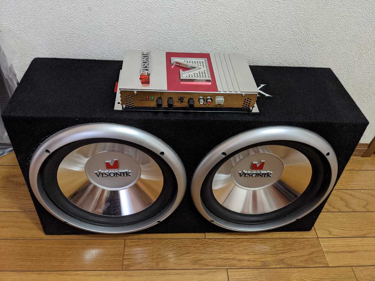 VISONIK 10インチx2発 MAX：350W×2(総合最大出力：700W)ウーファー アンプ付き (検 KIKKER DIECOK