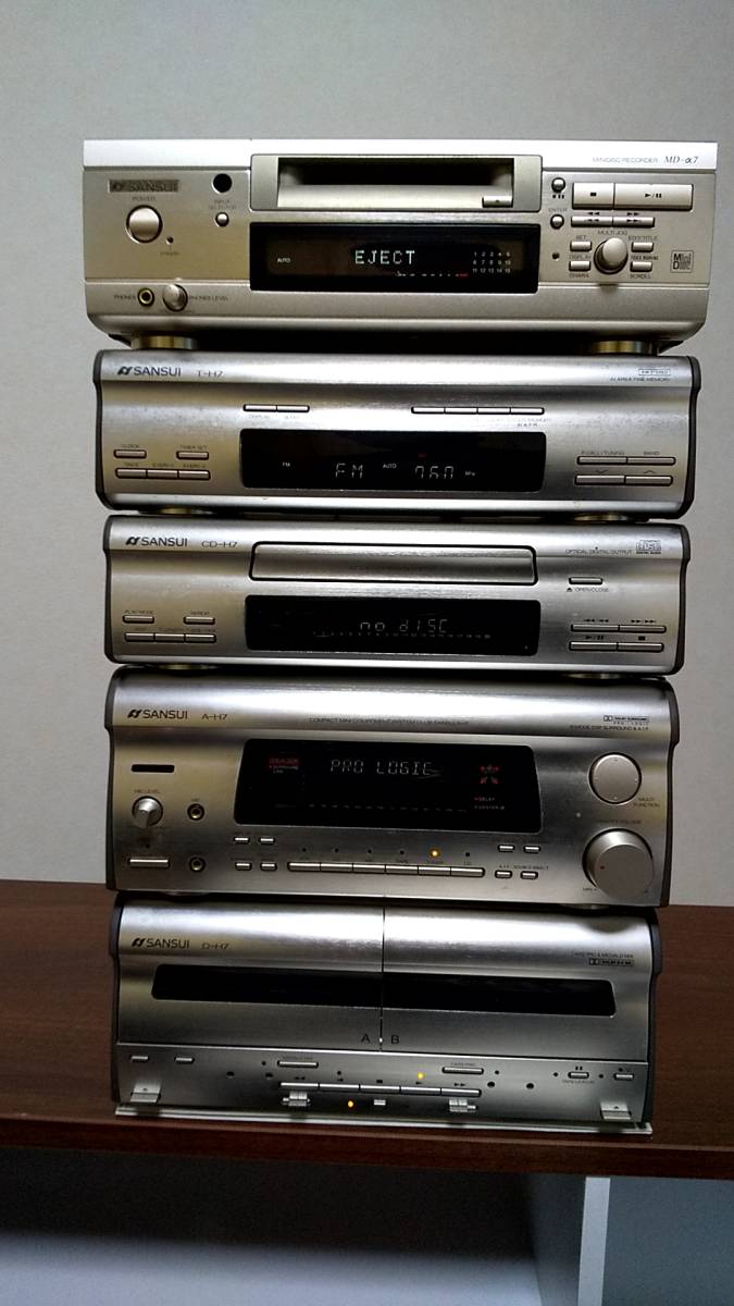 SANSUI システムコンポ A-H7 MD-α7 CD-H7 T-H7 D-H7 ジャンク の落札