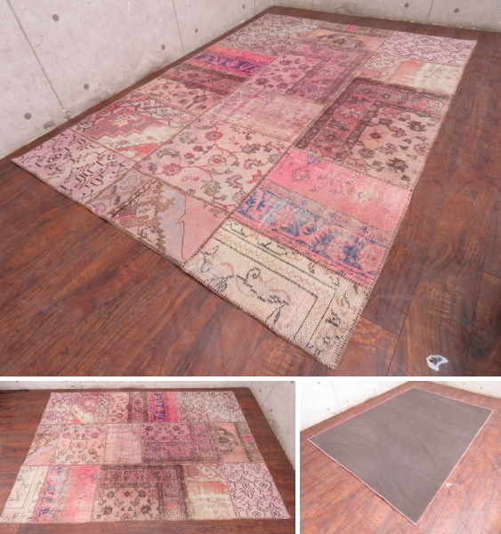 ロイズアンティークス パッチワークラグ ピンク ベージュ ロイズ