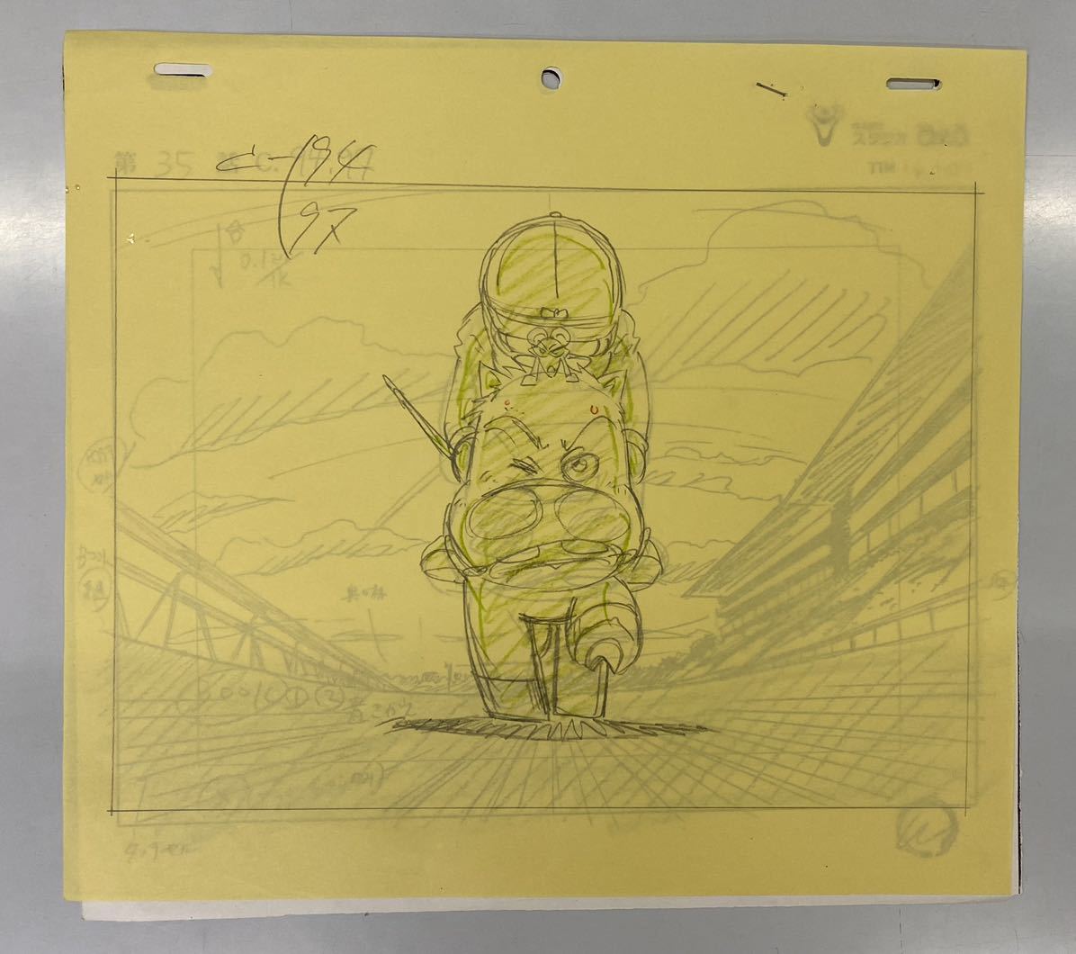 アニメ「みどりのマキバオー」ラフ原・修正・背景レイアウト の落札 