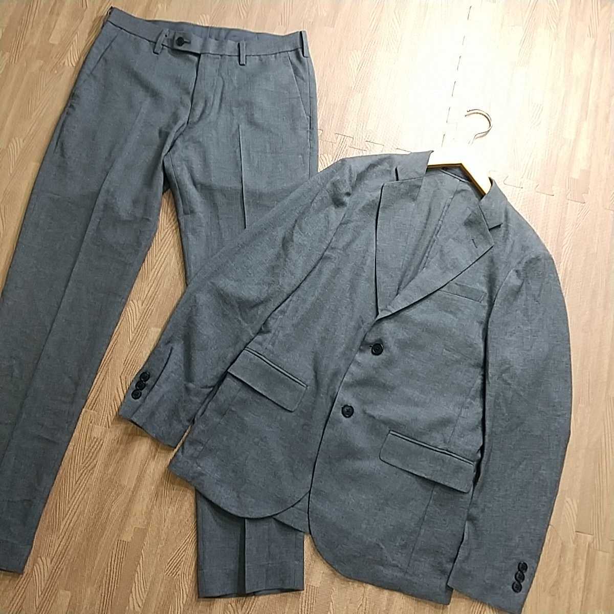 37crc 美品 洗える Uniqlo ユニクロ サマースーツ セットアップ サイズs 薄地 夏物 メンズフォーマル グレー ビジネス ジャケット パンツ の落札情報詳細 ヤフオク落札価格情報 オークフリー