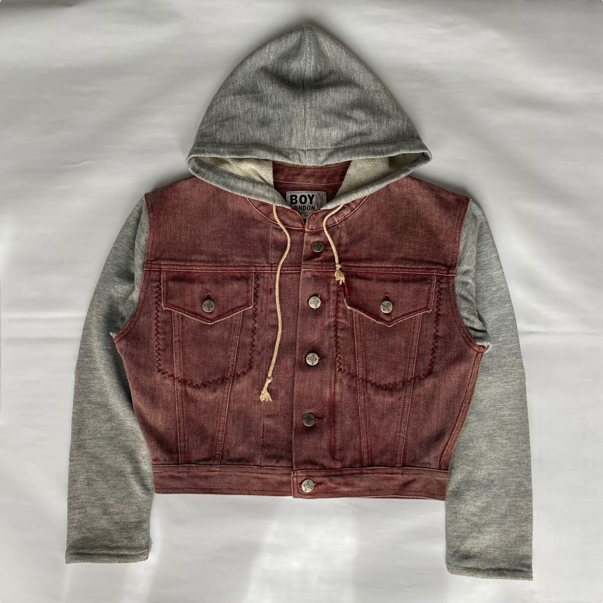 【目立った傷や汚れなし】初期 BOY LONDON 80s 90s denim jacket sweat docking ボーイロンドン 80