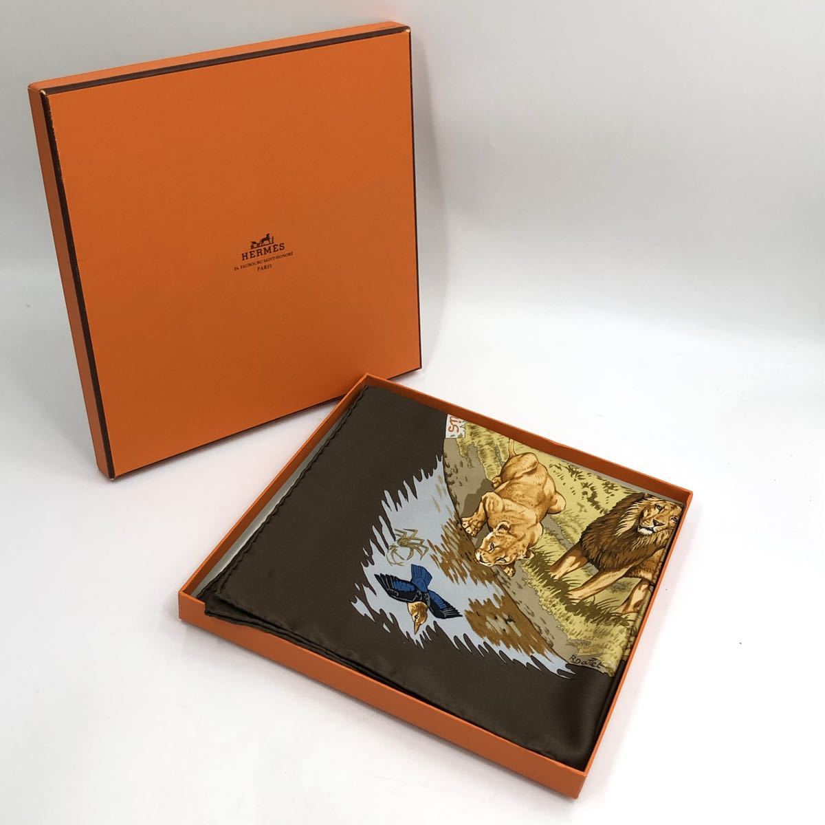 HERMES エルメス スカーフ カレ90 Africa アフリカ 超美品 サファリ柄 ...
