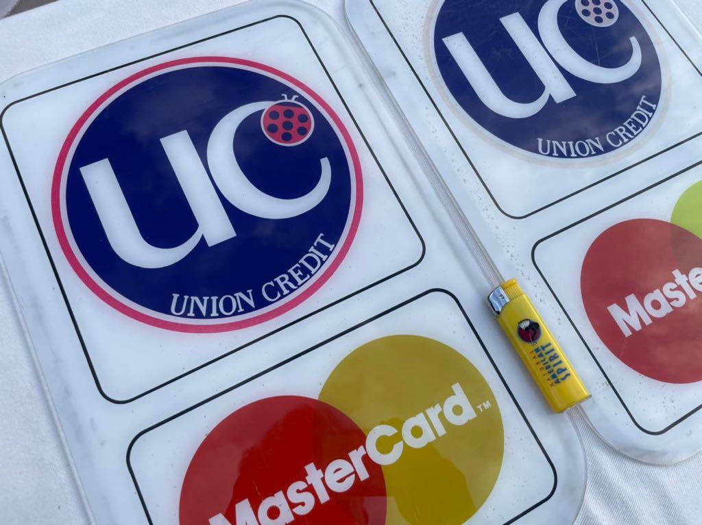 【やや傷や汚れあり】★ビンテージ/1980s/マスターカード/ユニオンクレジット/アクリル看板/2枚セット/Master Card/union