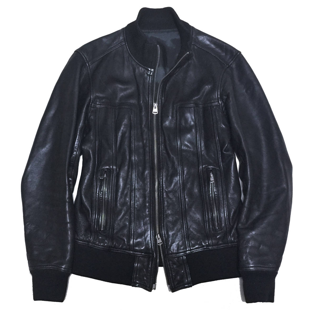 美品 ビームス 羊革 ダブル ライダースジャケット ラムレザー ブラック 本革 美品✨Beams レザー ライダース ダブル 大きいサイズ ラムレザー 黒