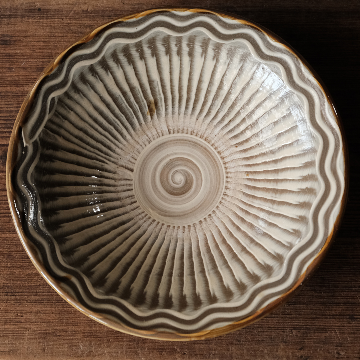 ◇ 小鹿田焼 坂本茂木 尺五寸 大皿 上乗せ 小鹿田 ◇ 民藝 検) 小石原