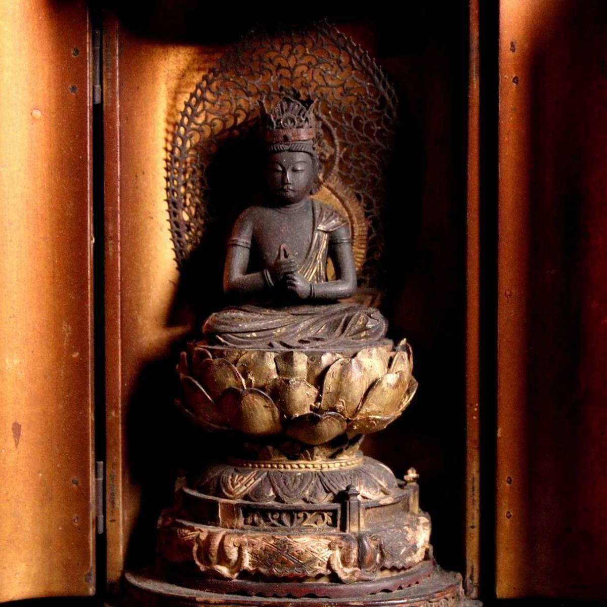 高さ18cm】水晶宝珠 裸弁天 木彫 美術 仏教 仏像 弁天 弁才天