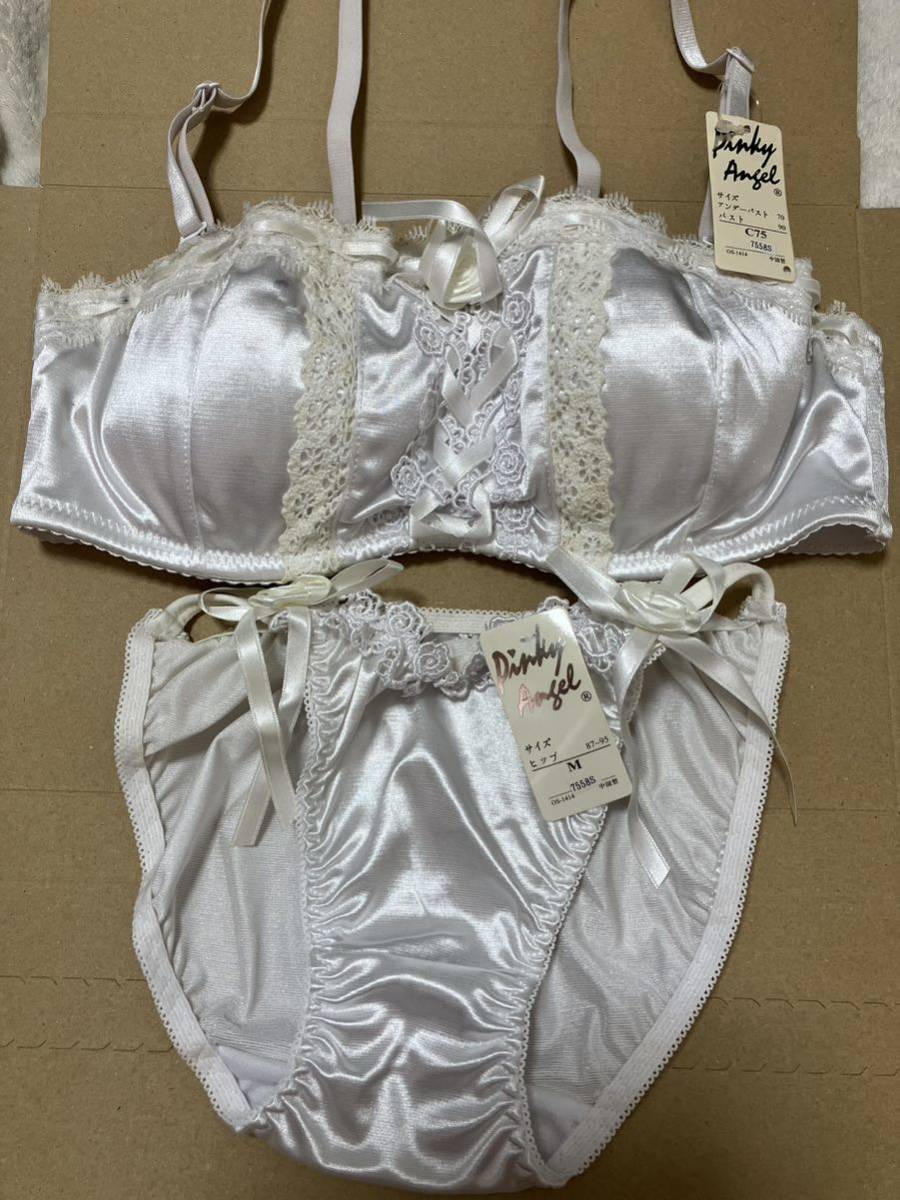 未使用】レトロ エメフィールのような光沢サテン下着 ブラ＆ショーツ