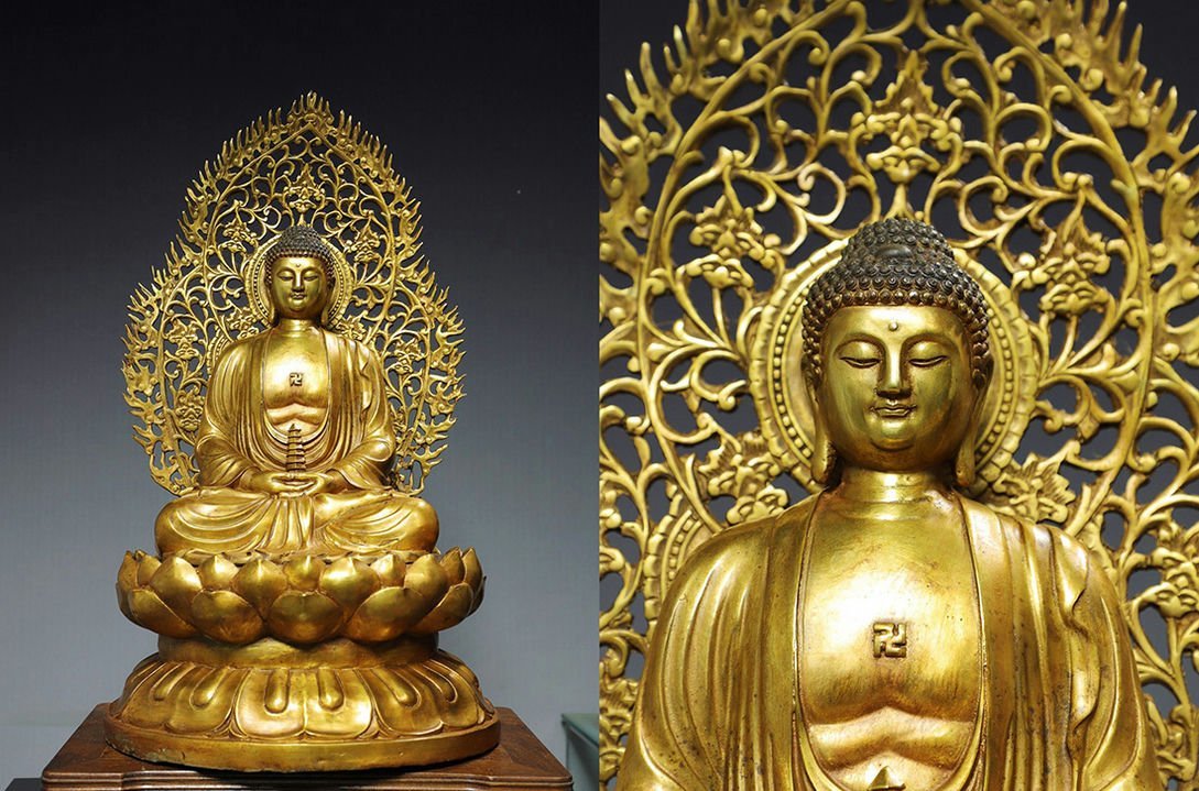 時代旧蔵チベット伝来銅造彫刻伝統仏教 古美術 銅塗金細密彫 仏師手作り寺院引取品 時代旧蔵チベット伝来 彫刻伝統古美術 密教 銅塗金細密彫 仏師