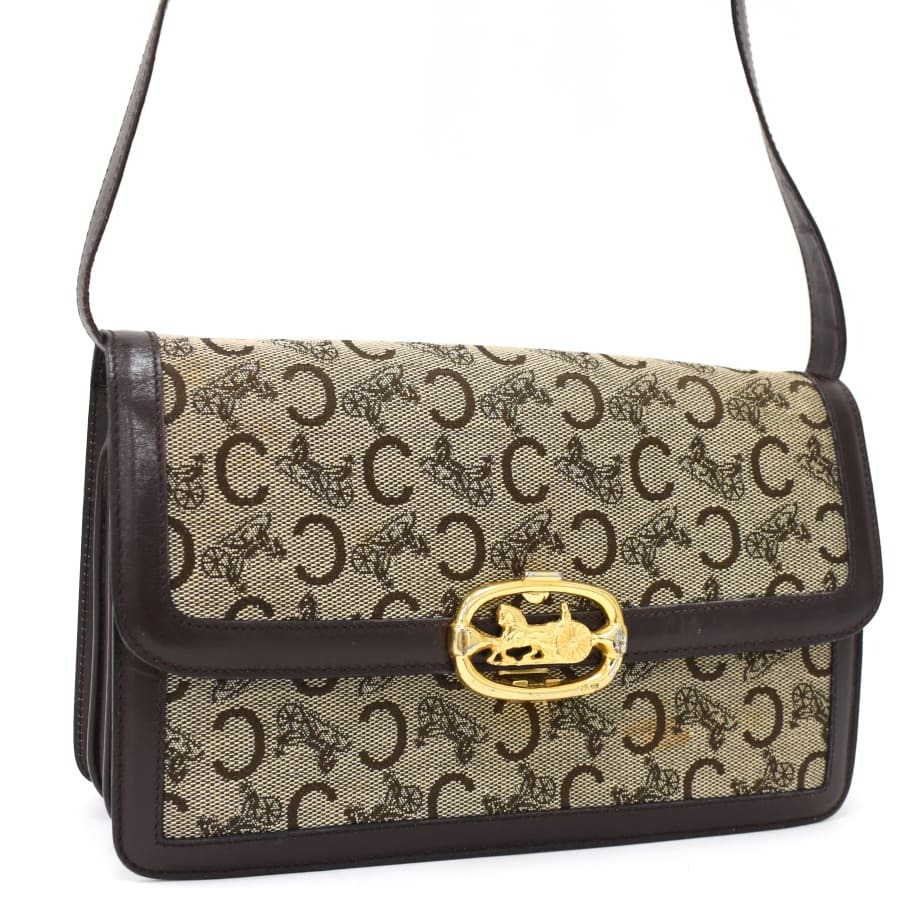 美品】CELINE オールドセリーヌ 馬車金具 Cマカダム ネイビー 