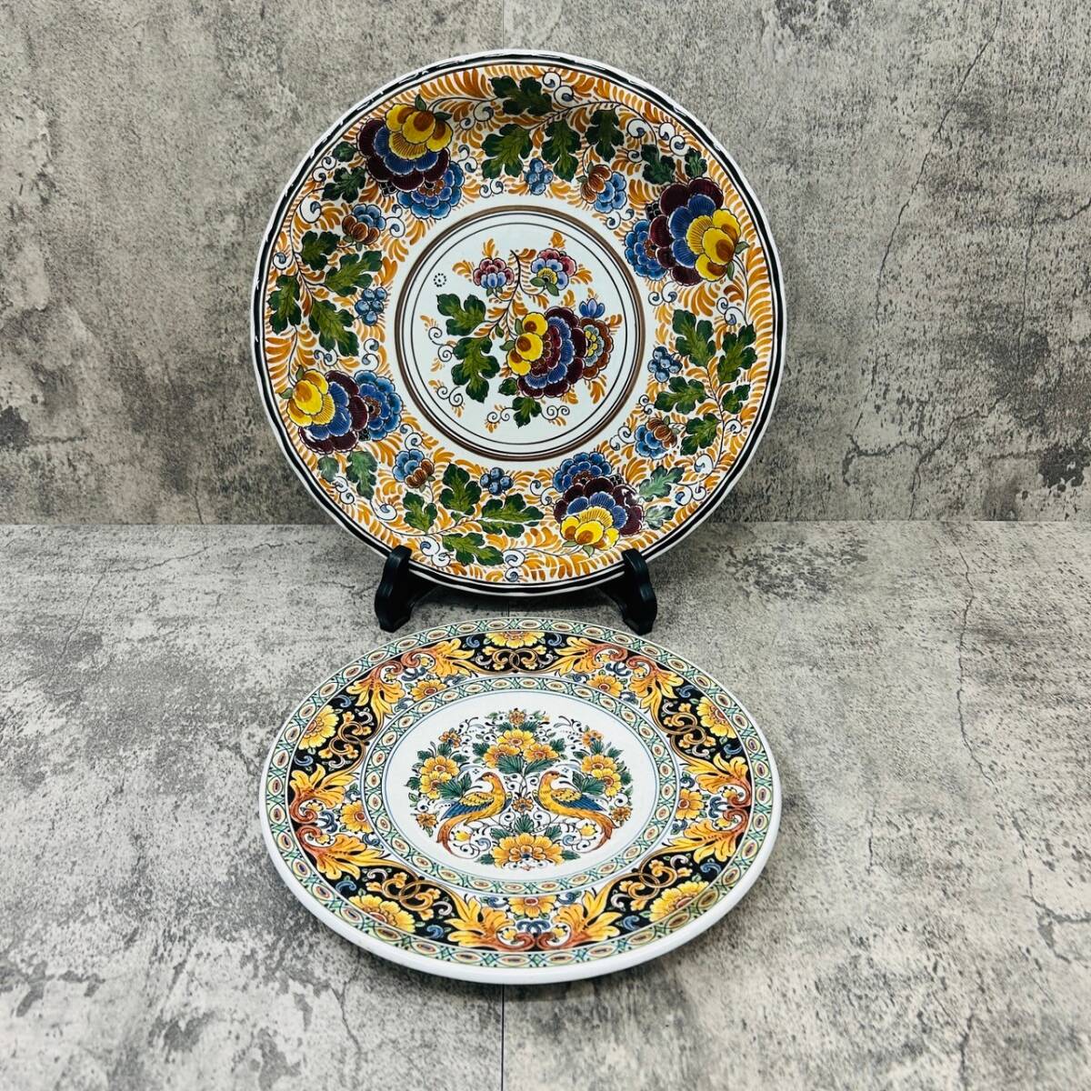 アンティーク壁掛け大皿 ドイツ 民芸の器/絵皿 チョコレートチェックL - tekuteku東欧雑貨店