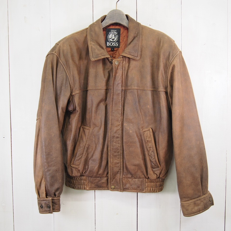 サントリー BOSS COFFEE 抽選非売品 オリジナル 中綿本革スタジャン サントリー BOSSジャン スタジャン 中綿 サントリー BOSS COFFEE 抽選