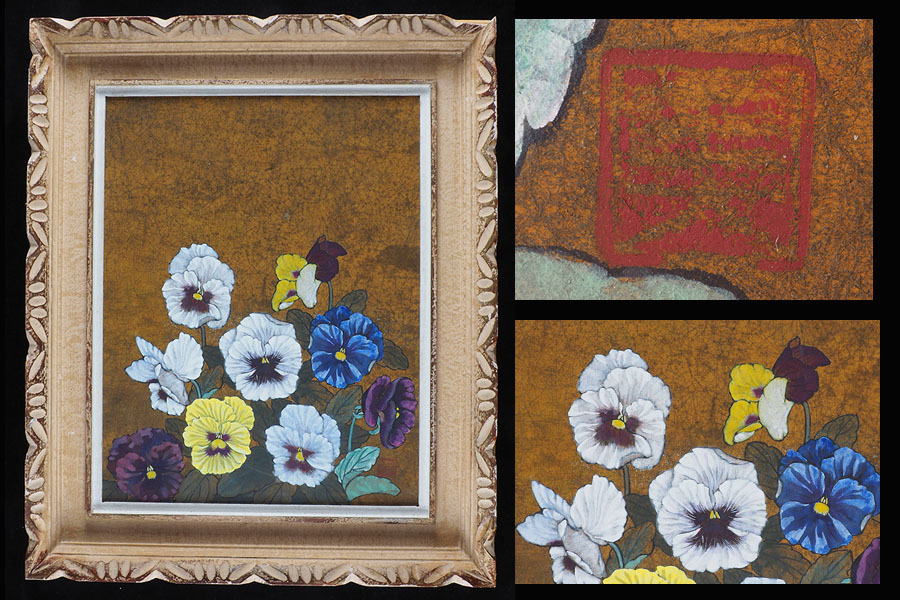 写実日本画【白い薔薇】肉筆画作者不詳