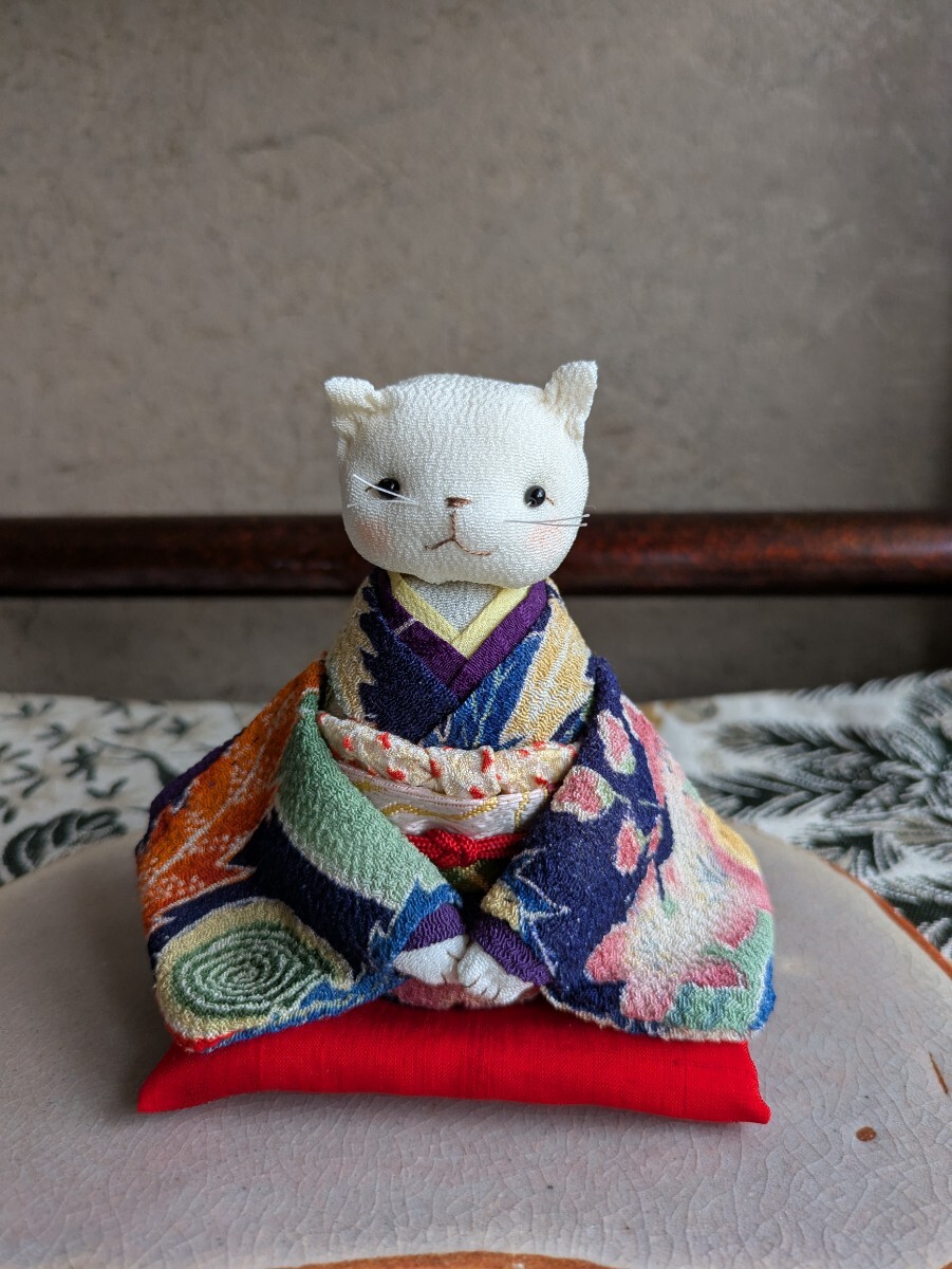 ㉓ 【ねこの創作人形】まねき猫 ちりめん細工 縮緬細工 招き猫 【公式