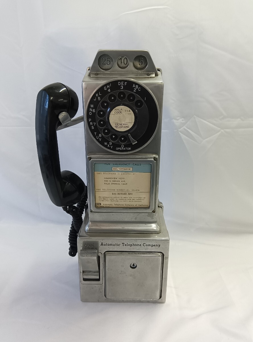 美品アメリカ公衆電話ヴィンテージシルバー