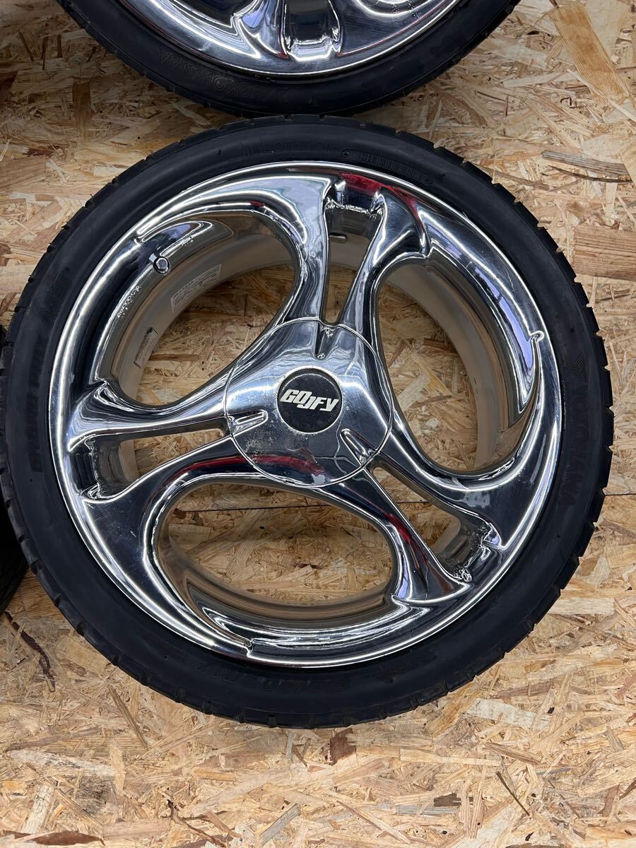 傷や汚れあり】CRIMSON GOJFY 17×7JJ オフセット40 メッキ ホイール 17