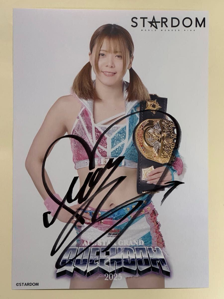 直筆サイン入り女子プロレススターダム上谷沙弥アクリルパネル横