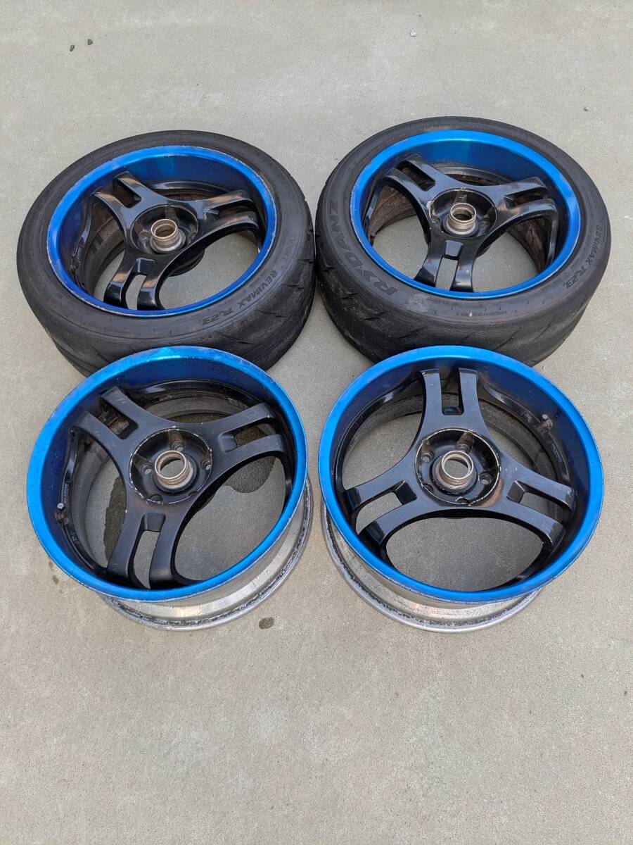 スーパーアドバン SA3R 青 15インチ 6.5j +42 ナンカンタイヤ165/55r15つき 4本セット ビートにつけていました 希少・フルセット！スーパーアドバンレーシング SA3R 6.5J-15 off+32