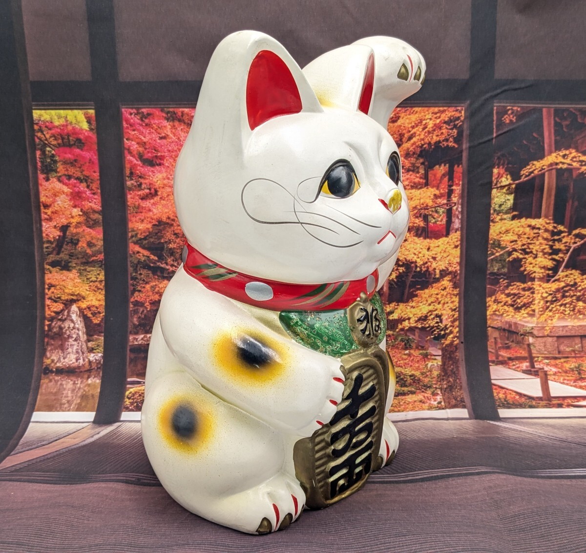 唐草模様　招き猫 招き猫 4号｜唐草模様 右手【デッドストック】 – 米田陶香堂