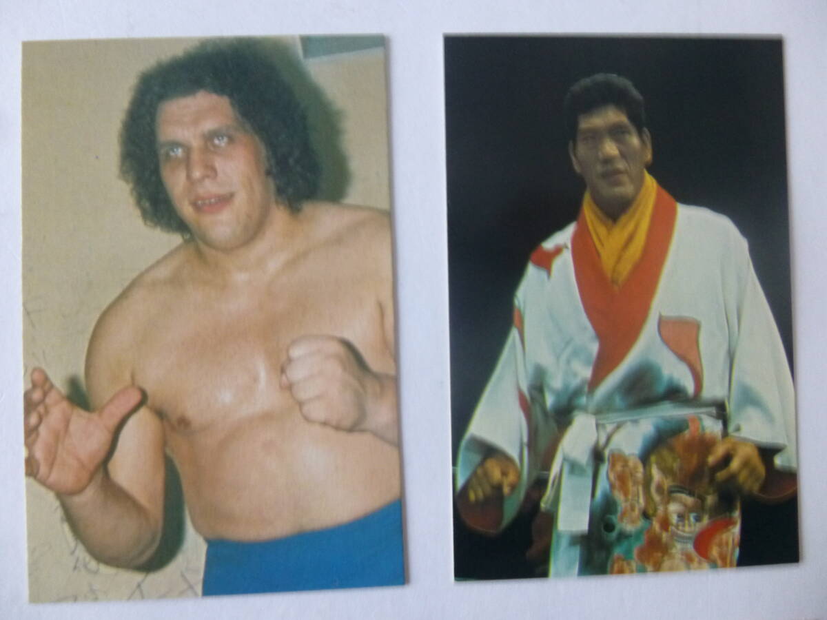 プロレスカード　梶原プロ　アントニオ猪木　ジャイアント馬場　アンドレ　ホーガン　マスカラス　ブッチャー　タイガーマスク　ハンセンの3番目の画像