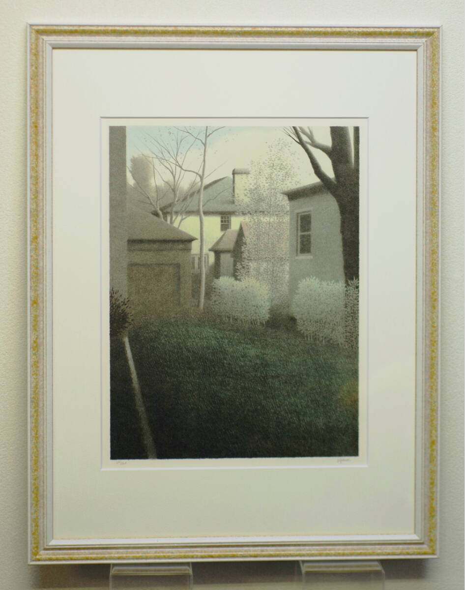 版画》ロバート・キプニス「垣根の階段」鉛筆サイン 額装 画家 版画家